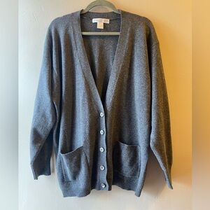 Preston & York Charcoal Cardigan Sweater 100% cashmere